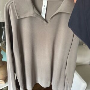 lululemon athletica Taupe Collared Pullover Sweatshirt